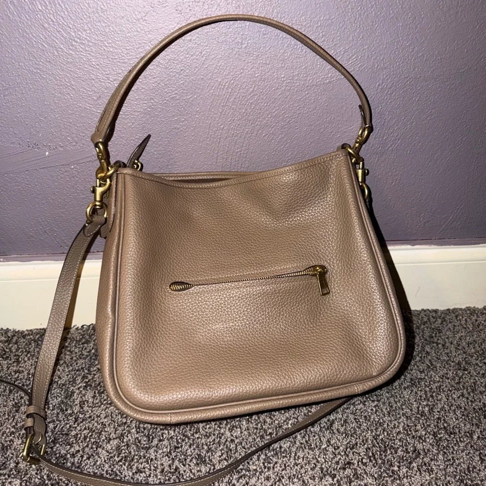 Coach Cary Shoulder Bag Dark Stone Pebble Leather Crossbody Hobo - Picture 4 of 15